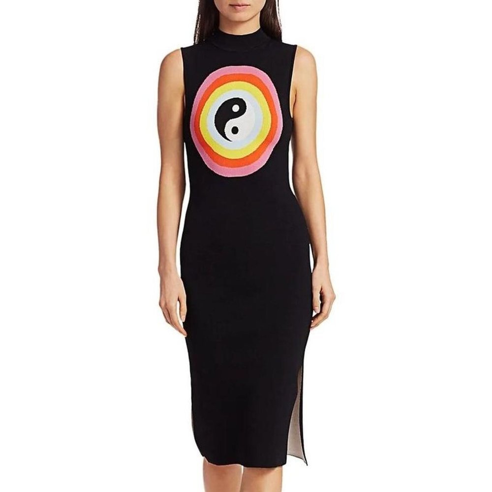STAUD Caroline Dress in Black/White Yin Yang